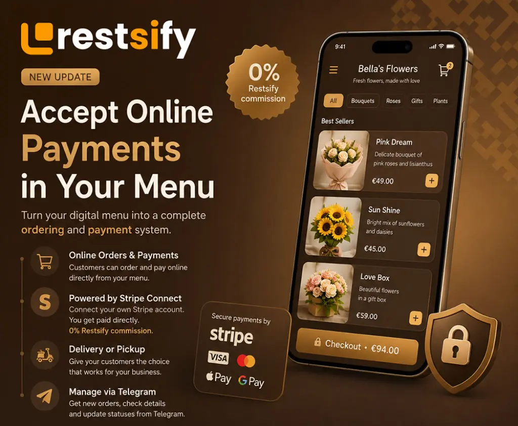 Accept Online Payments and Orders with 0% Restsify Commission Accept Online Payments and Orders with 0% Restsify Commission