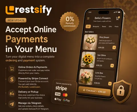 Accept Online Payments and Orders with 0% Restsify Commission