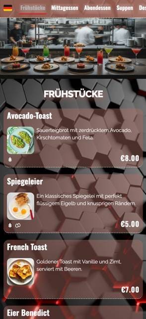 Saas QR menu template preview 3