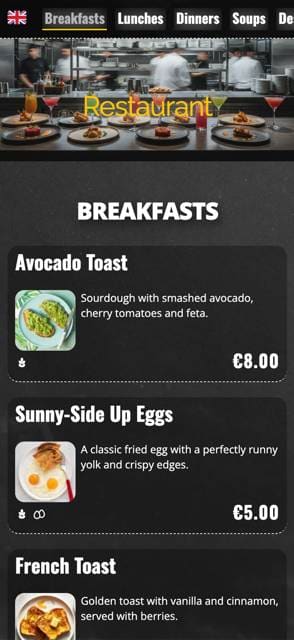 Saas QR menu template preview 13