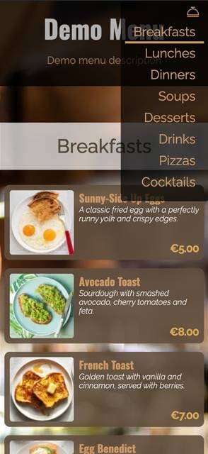 Saas QR menu template preview 29