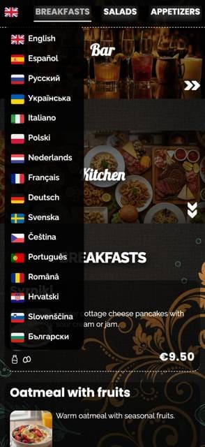 Saas QR menu template preview 5