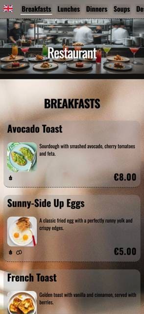 Saas QR menu template preview 6