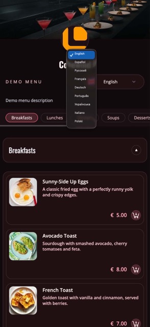 Saas QR menu template preview 18