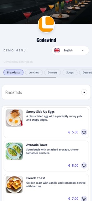 Saas QR menu template preview 11