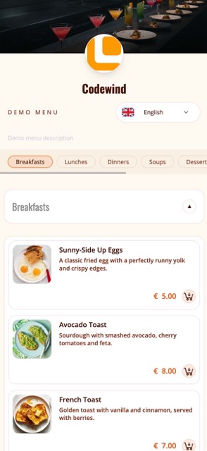 Saas QR menu template preview 42
