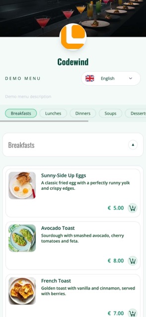 Saas QR menu template preview 25