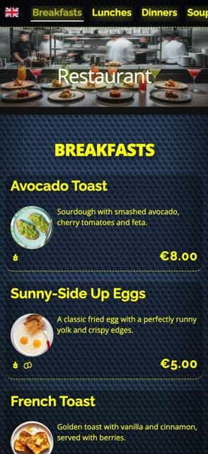 Saas QR menu template preview 27