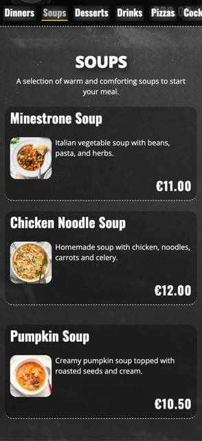 Saas QR menu template preview 4