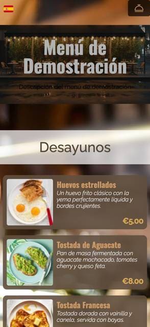 Saas QR menu template preview 2