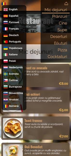 Saas QR menu template preview 2